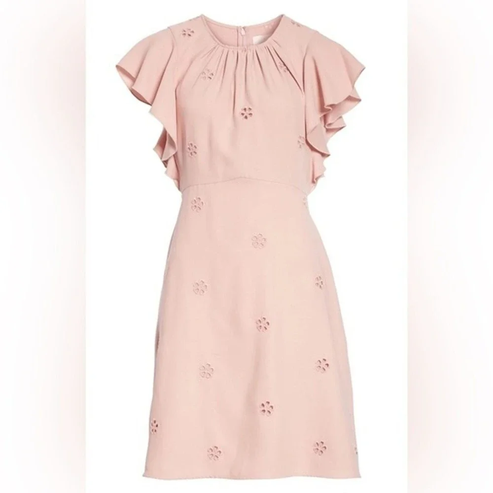 kate spade Blush Pink Mini Dress with Ruffle Sleeves